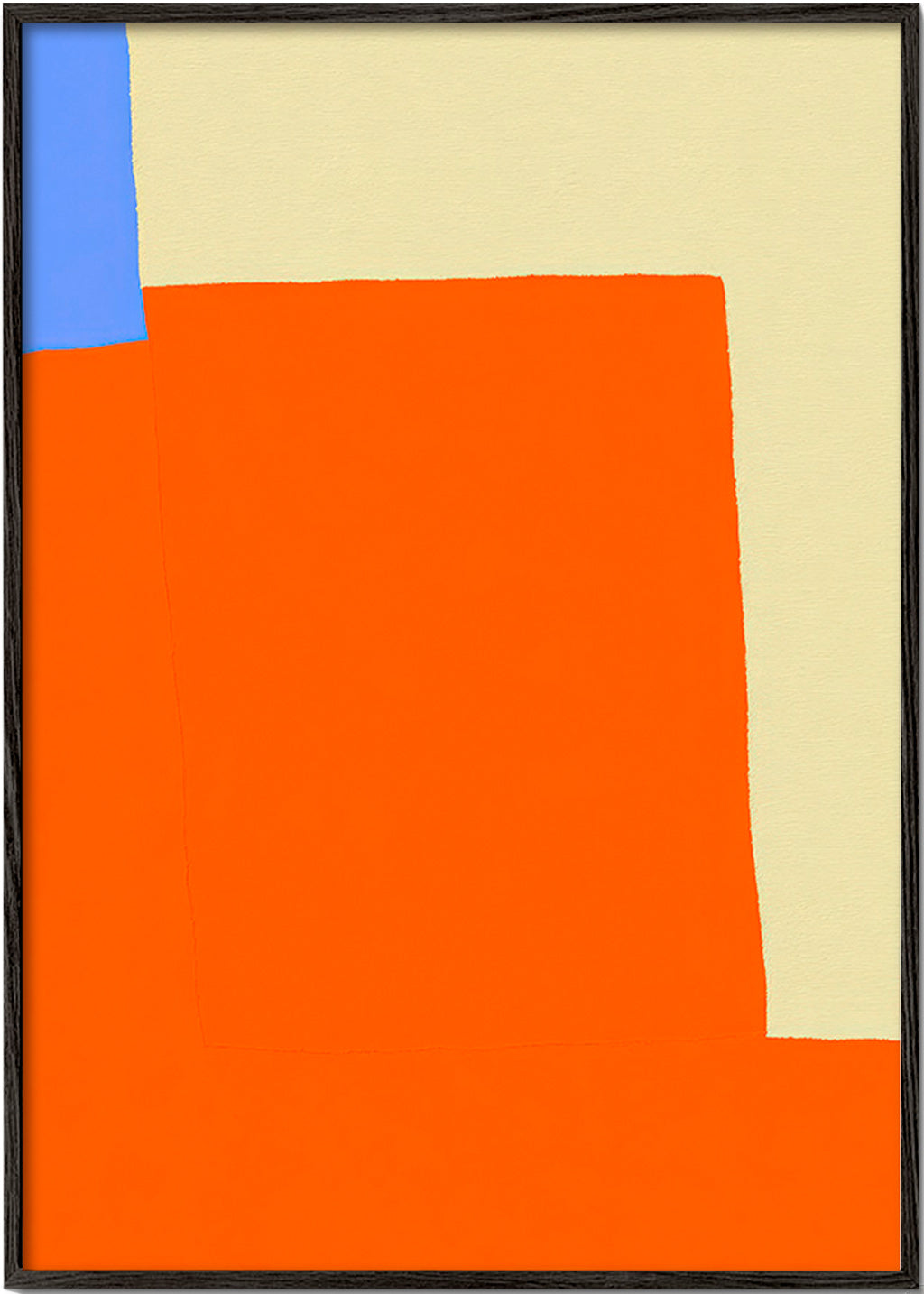 Cuadro abstracto en bloques naranja y crema – Black Frame