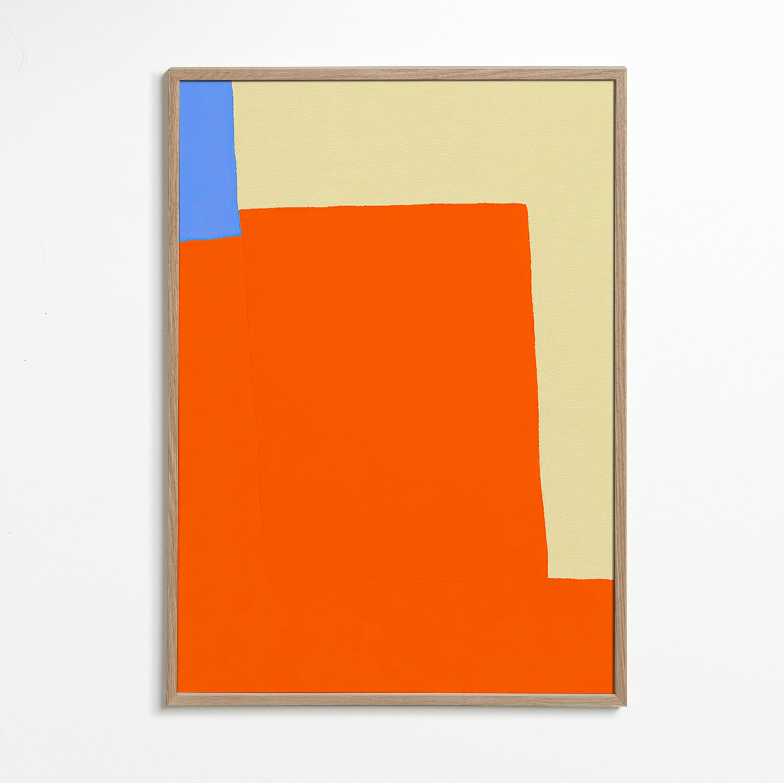 Cuadro abstracto en bloques naranja y crema – Oak Frame