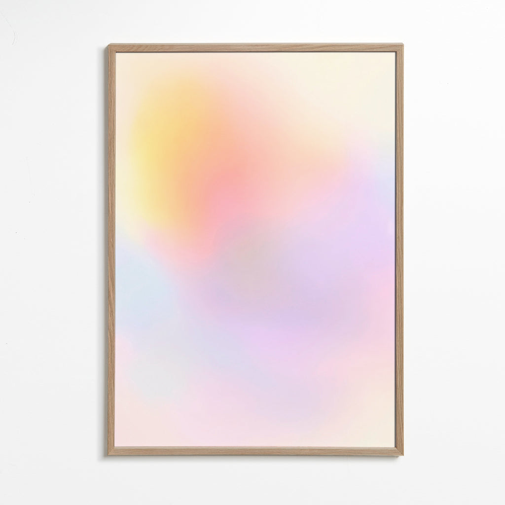 Cuadro abstracto en tonos pastel difuminados – Oak Frame