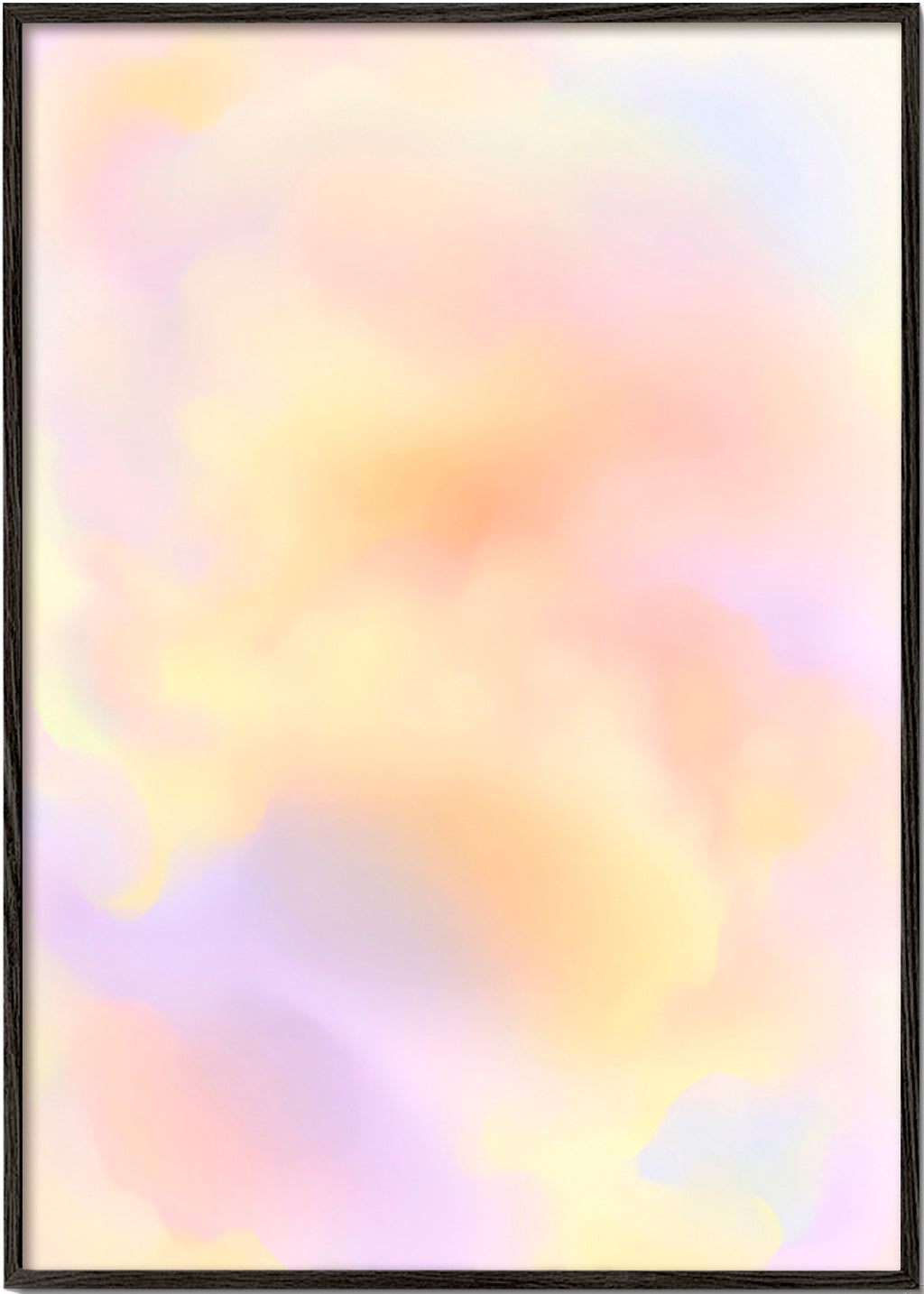 Cuadro abstracto nubes en tonos pastel – Black Frame