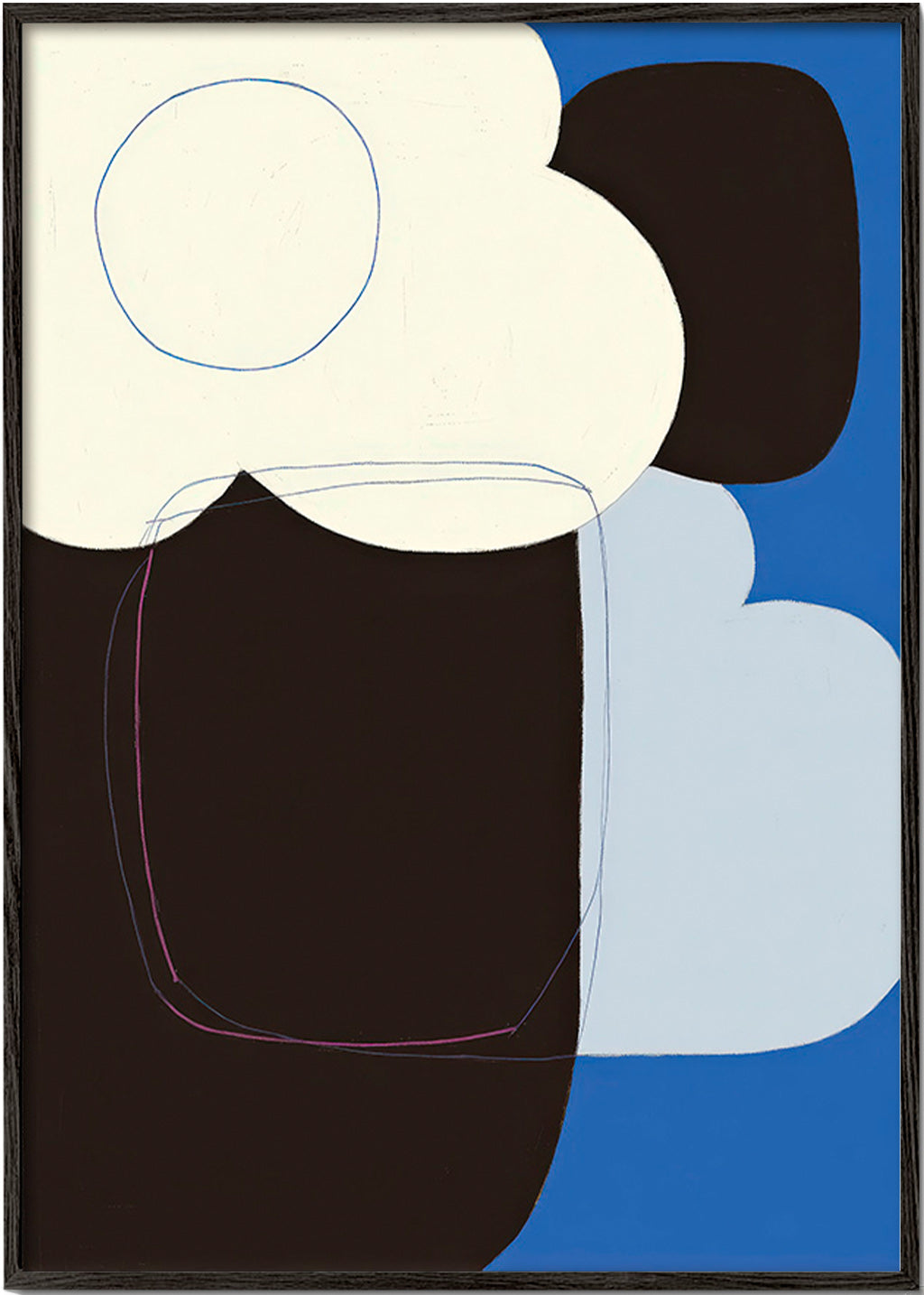 Abstract artwork with organic blue forms