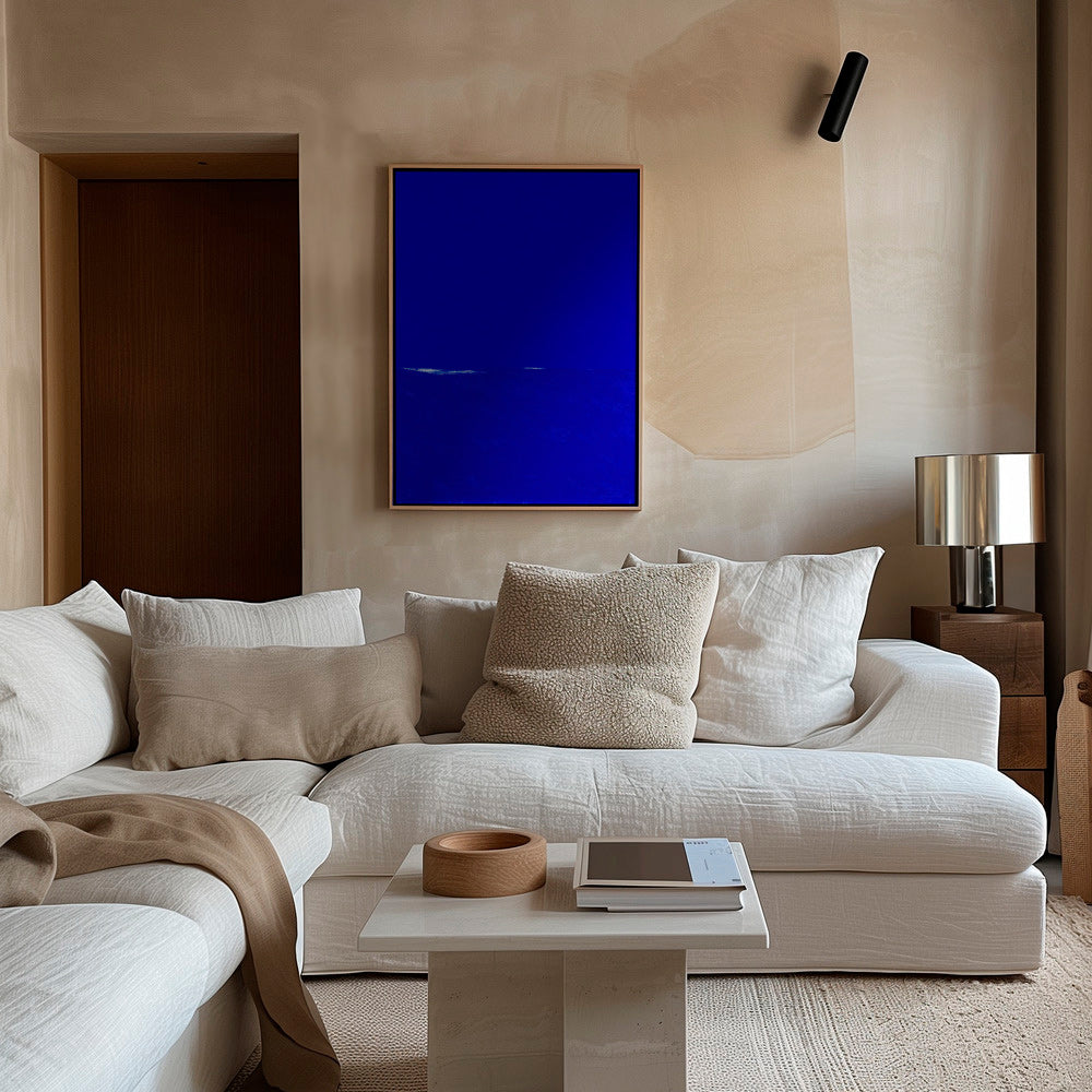 Cuadro abstracto azul con horizonte sutil – Canvas2