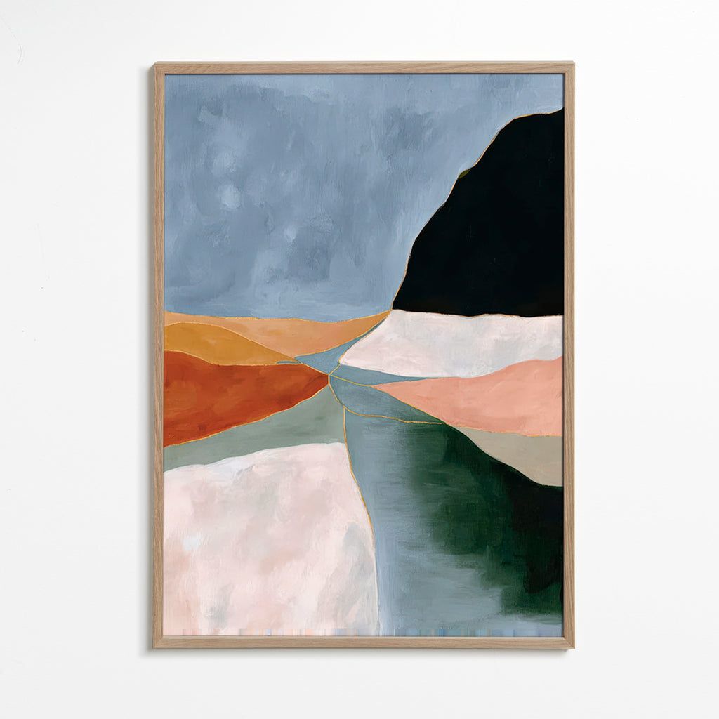 Landscape art: valley river in muted tones