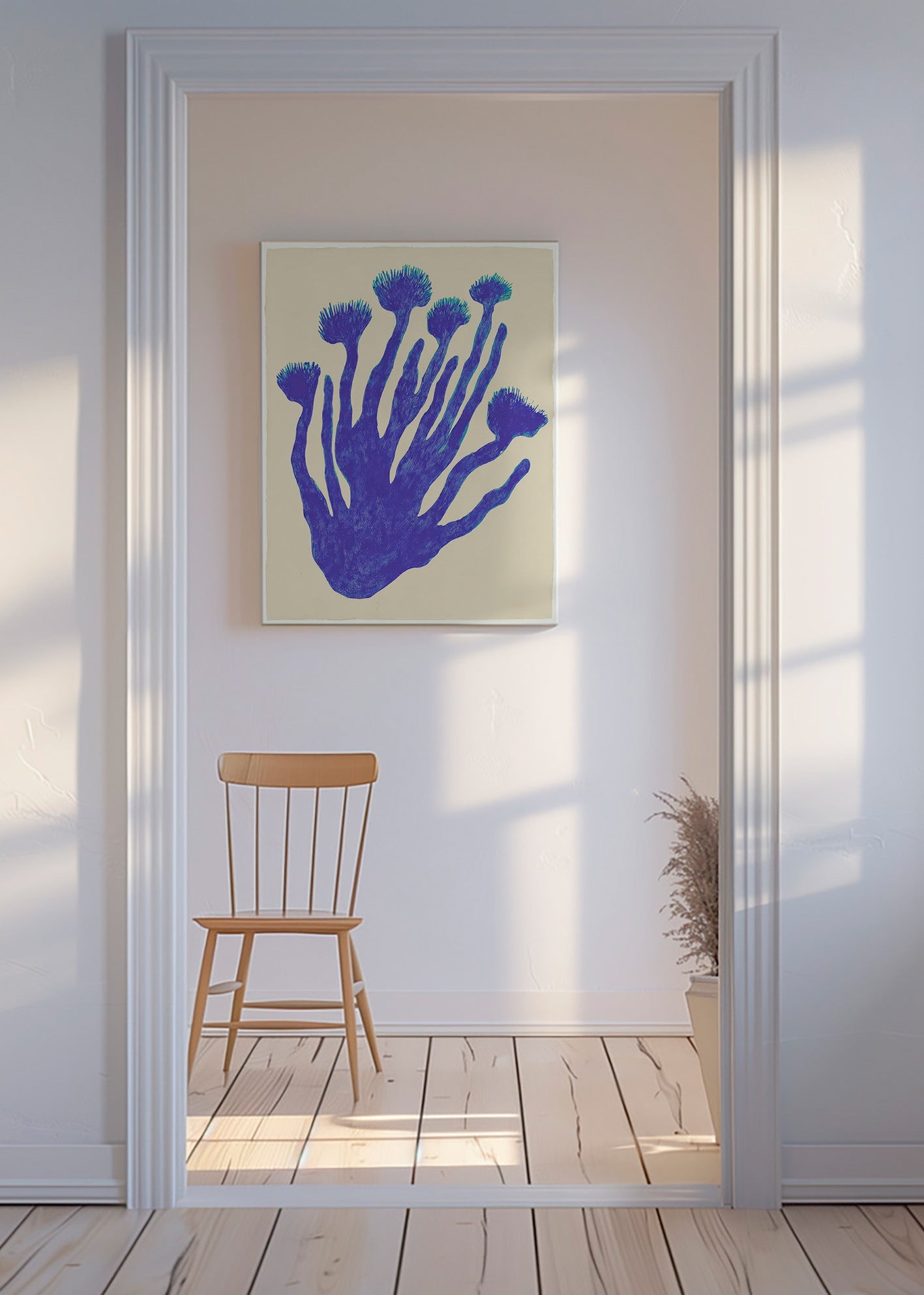 Botanical print Indigo Coral study