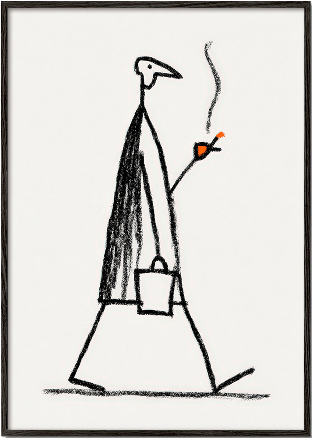 Illustration of walking smoking figure