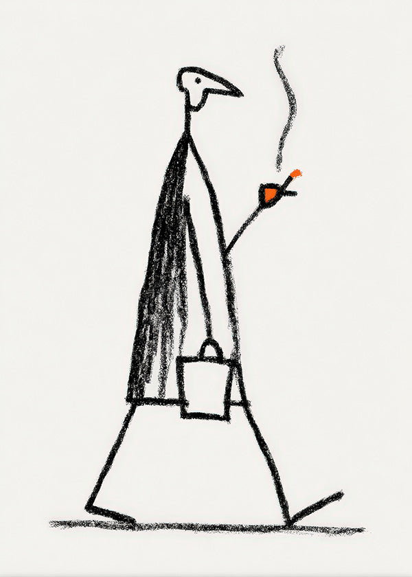 Ilustración minimal de figura fumando