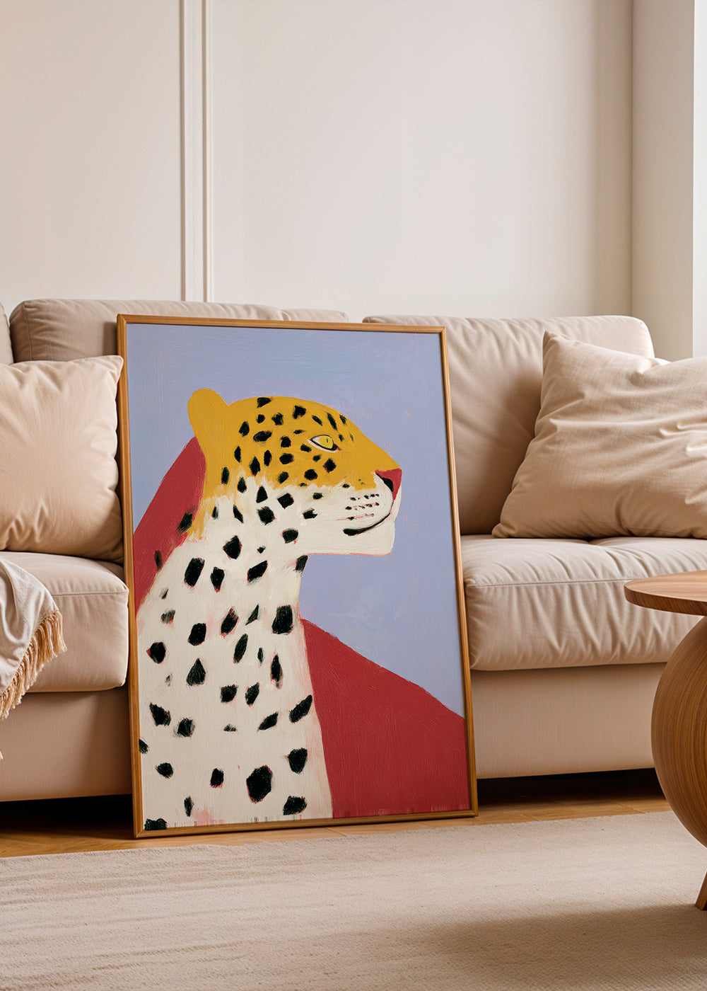Cuadro Leopardo en perfil sobre fondo lavanda – Product1
