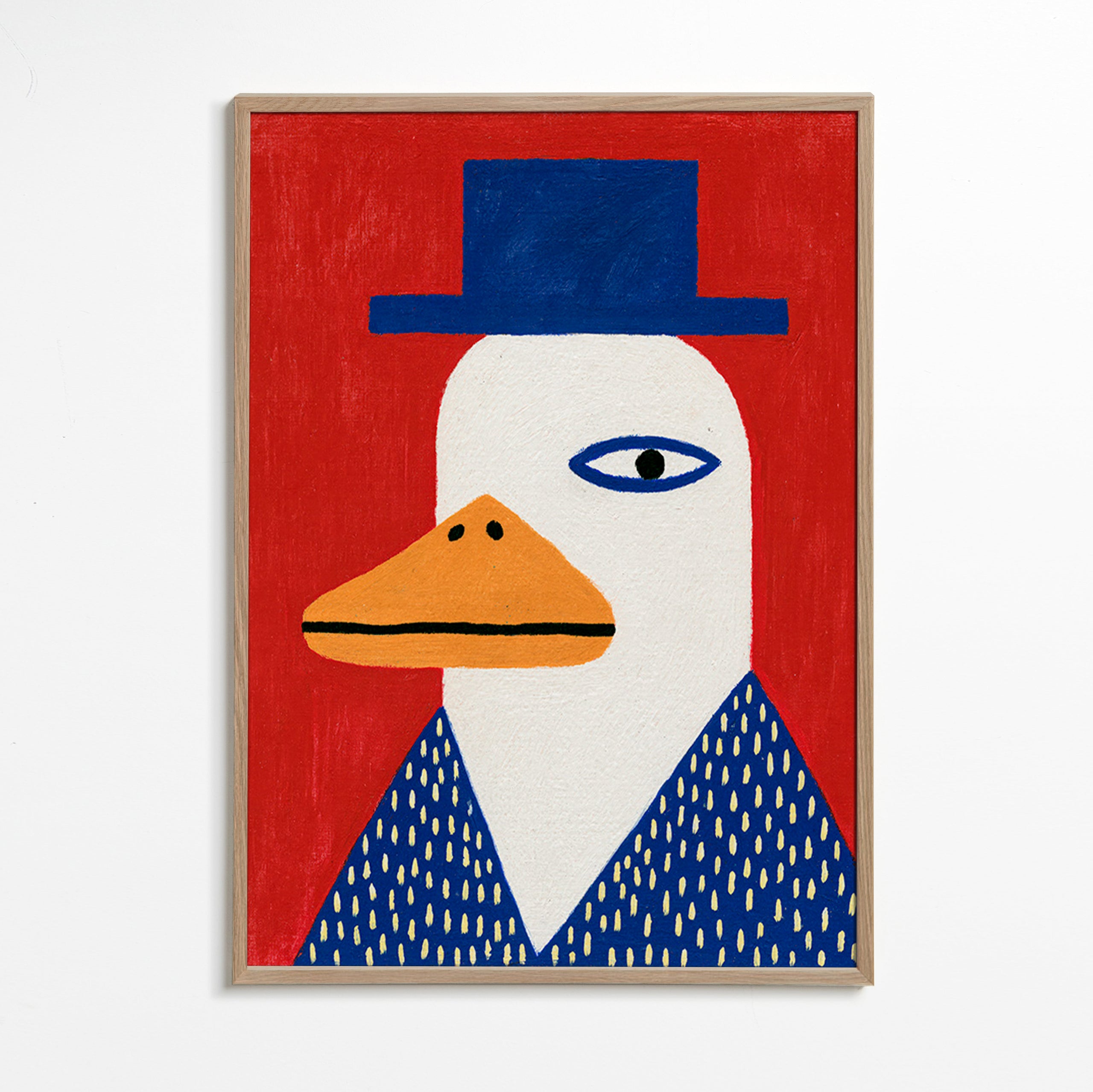 Cuadro pato con sombrero azul – Oak Frame