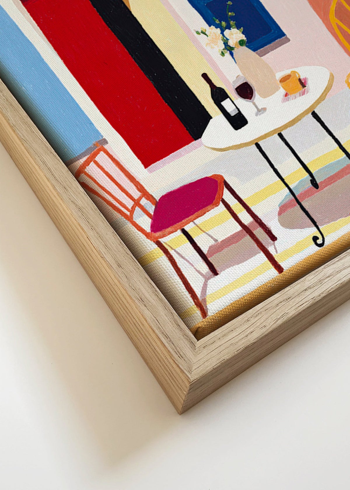 Cuadro de cocina: balcón italiano con mesa y copa de vino – Canvas detail