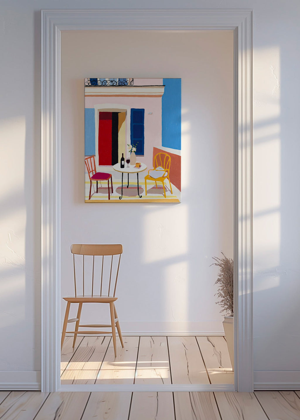 Kitchen art: sunny Italian balcony scene