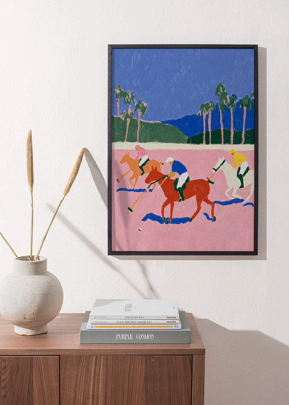 Cuadro deportivo con escena de polo en rosa – Product2