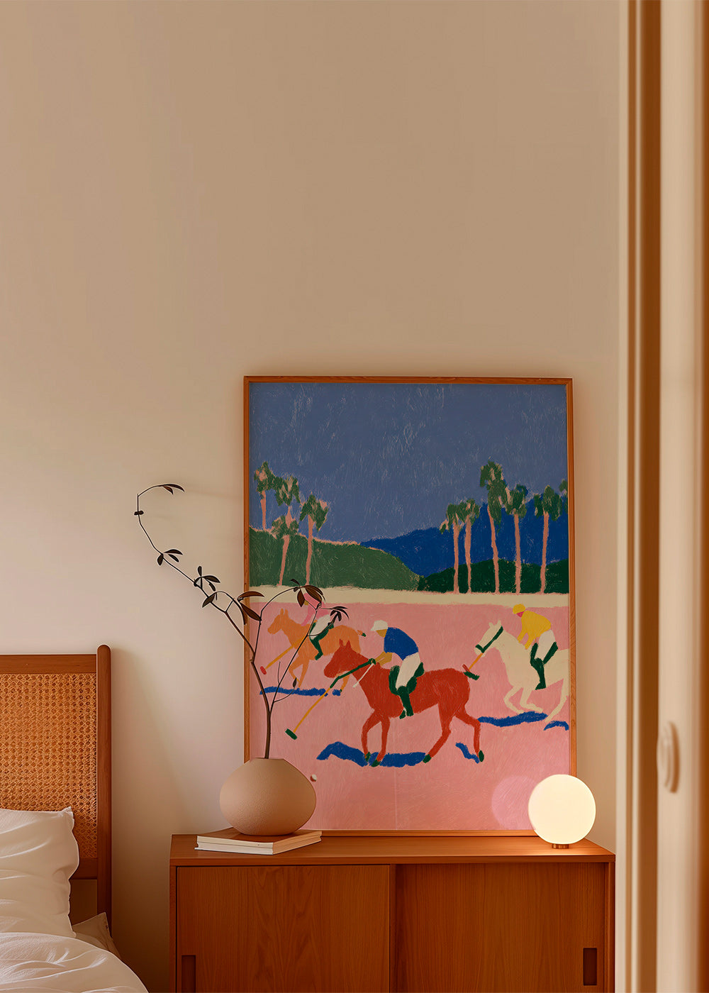 Cuadro deportivo con escena de polo en rosa – Product3