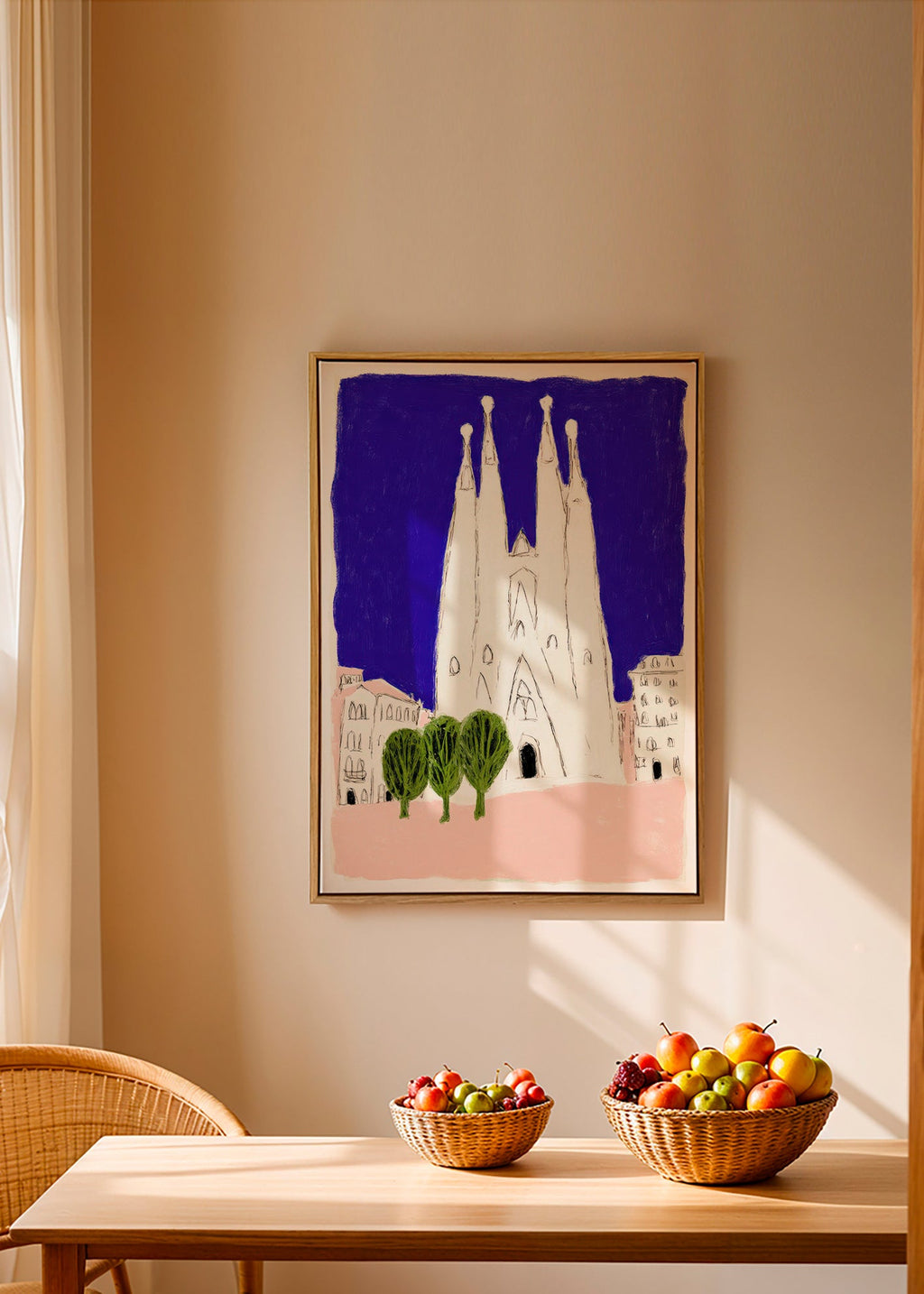 Cuadro de ciudades: Sagrada Familia nocturna ilustrada – Canvas2