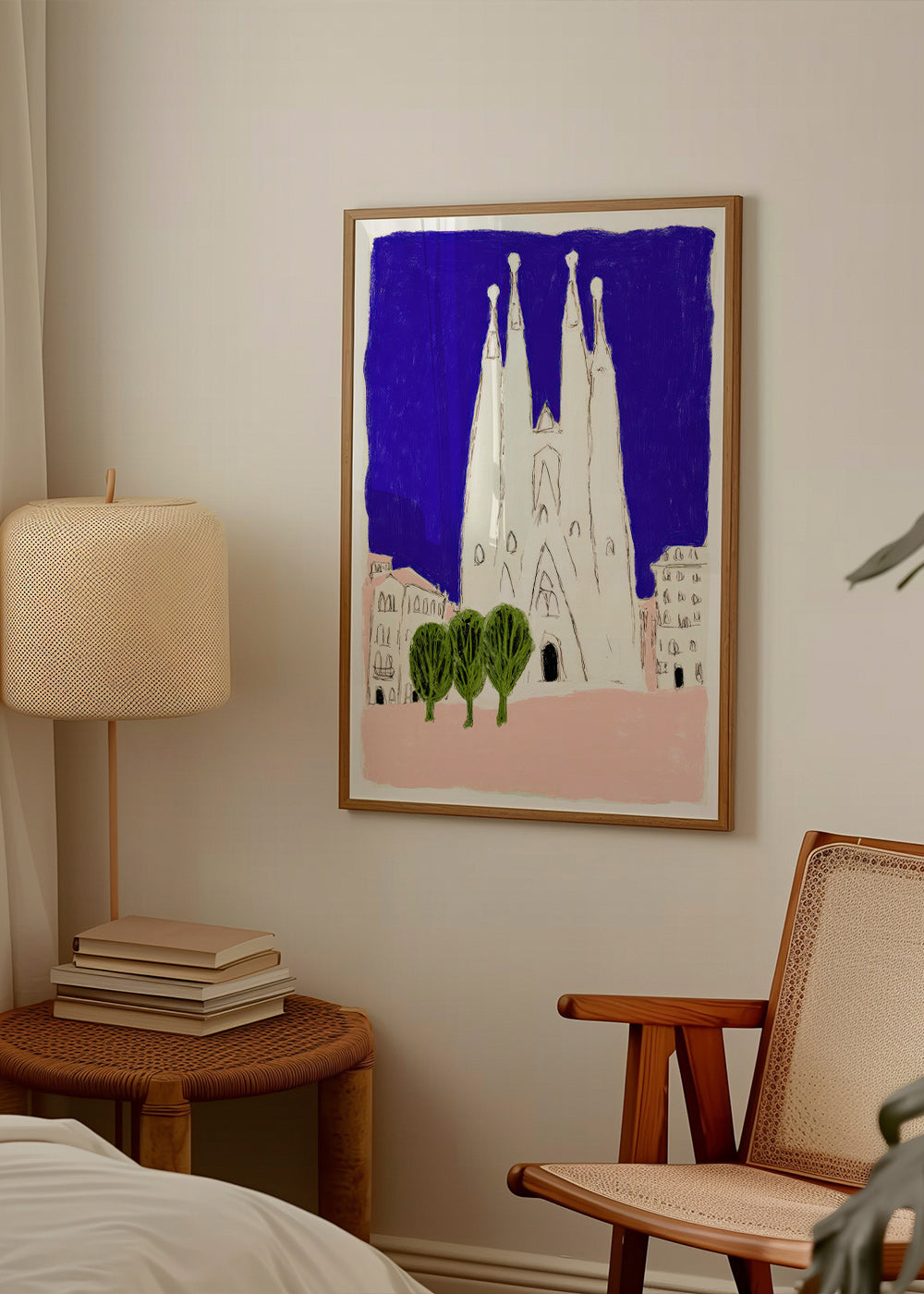 Cuadro de ciudades: Sagrada Familia nocturna ilustrada – Product2