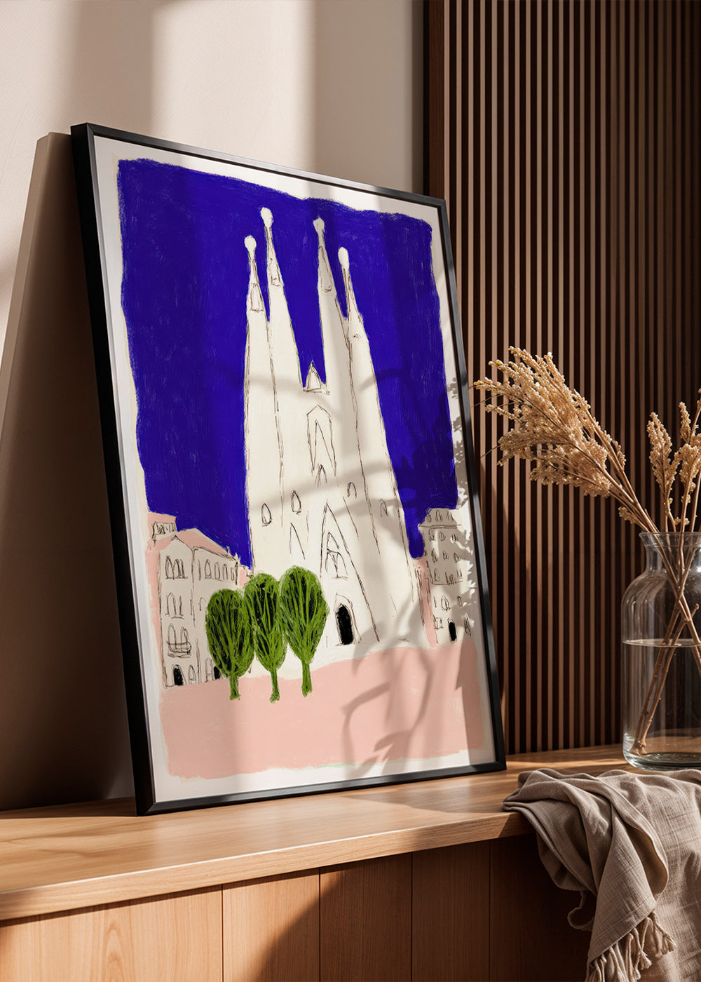Cuadro de ciudades: Sagrada Familia nocturna ilustrada – Product3