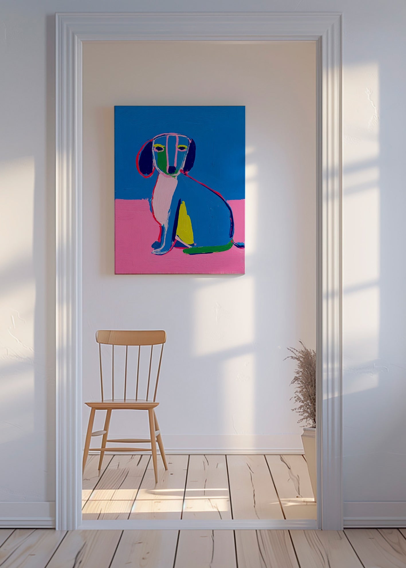 Artwork neon dog bold colors