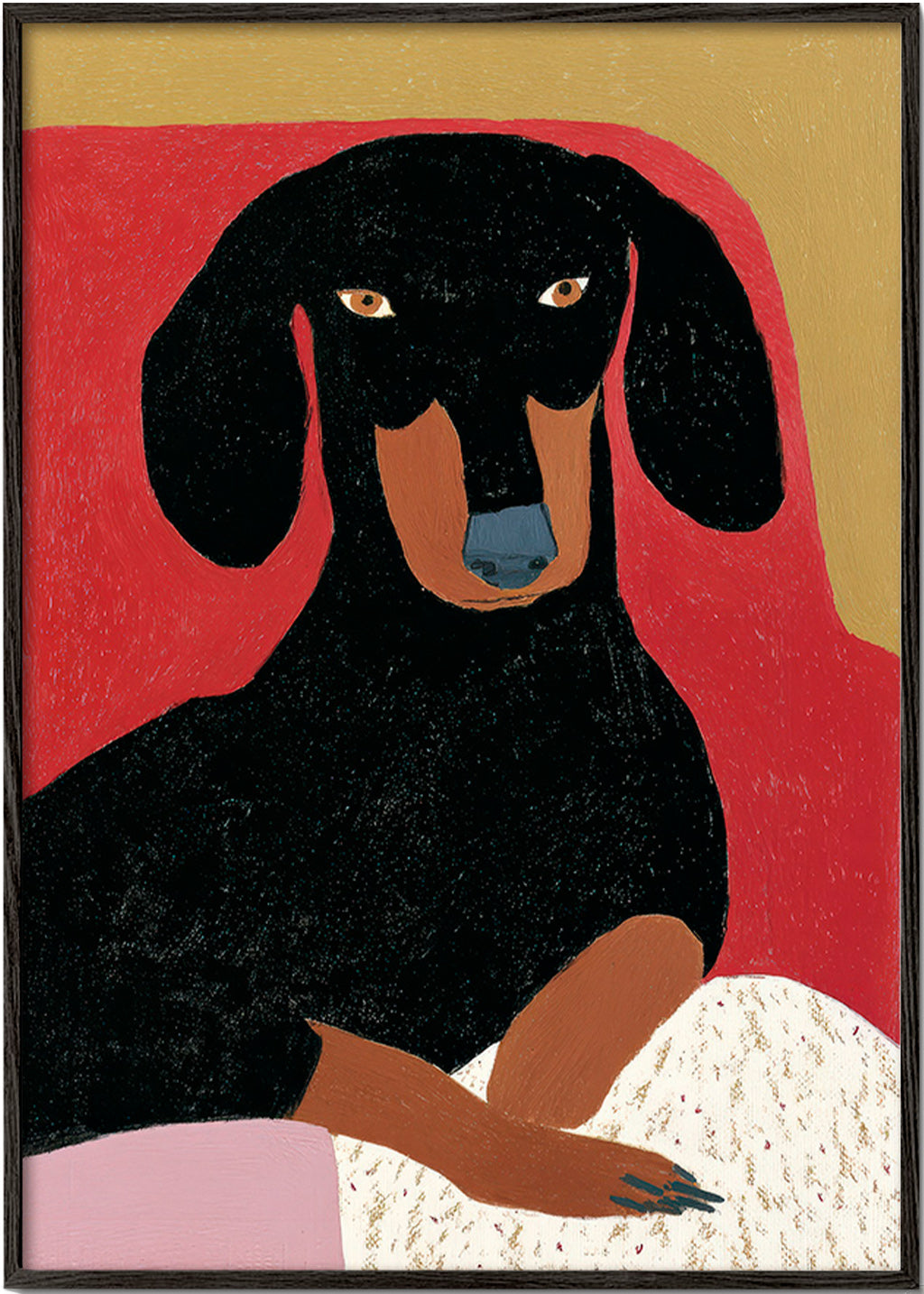 Cuadro perro salchicha negro estilizado – Black Frame