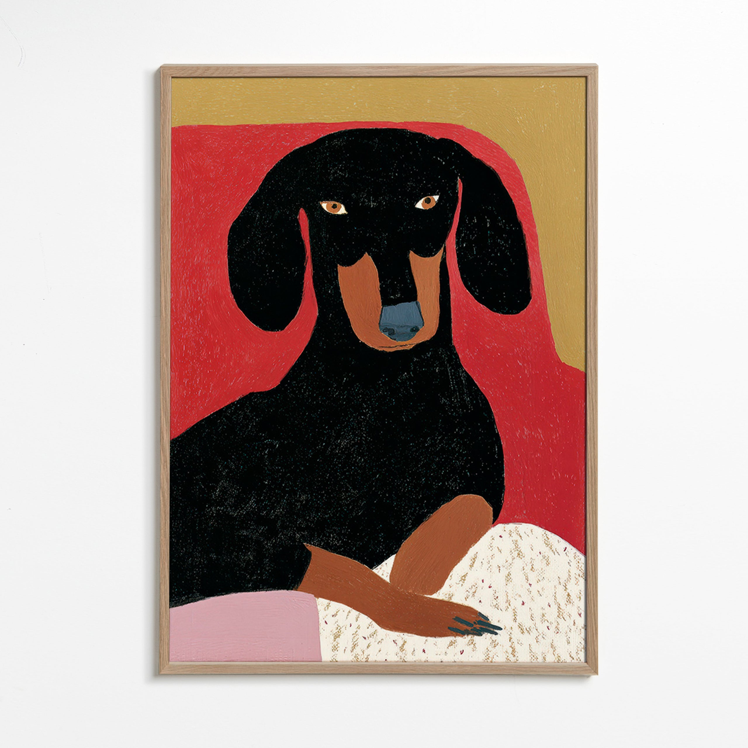 Cuadro perro salchicha negro estilizado – Oak Frame