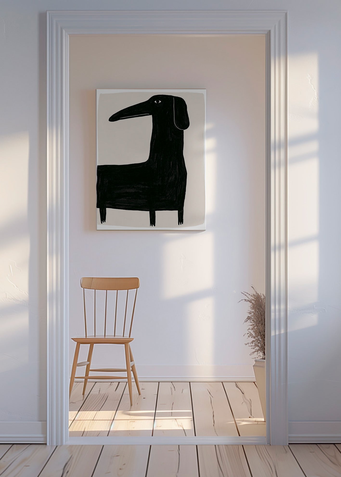 Cuadro perro negro estilizado de perfil – Canvas