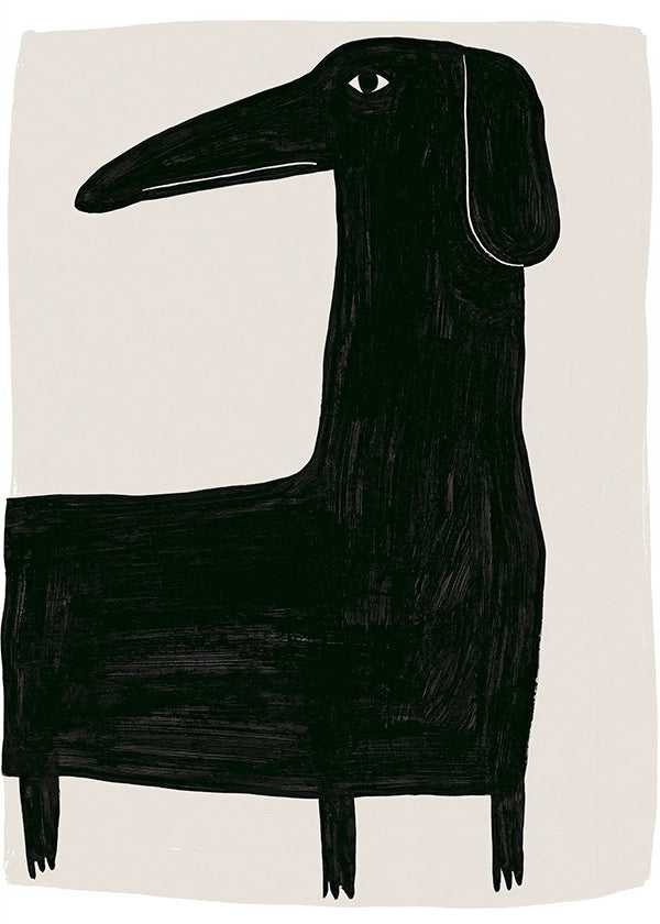 Cuadro perro negro estilizado de perfil