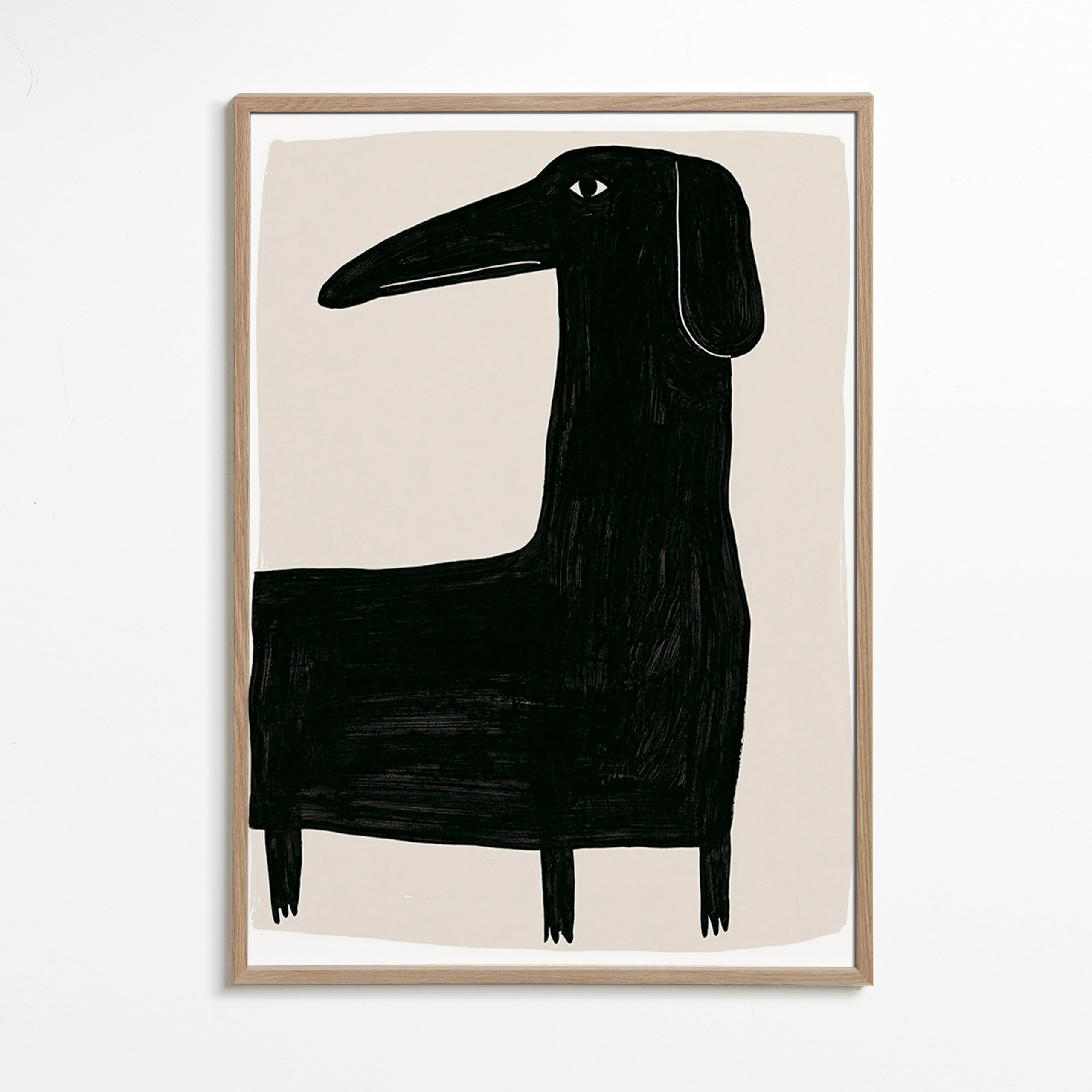 Cuadro perro negro estilizado de perfil – Oak Frame