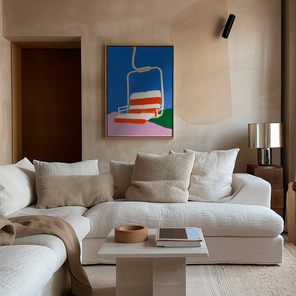Ilustración de telesilla con asiento a rayas – Canvas1
