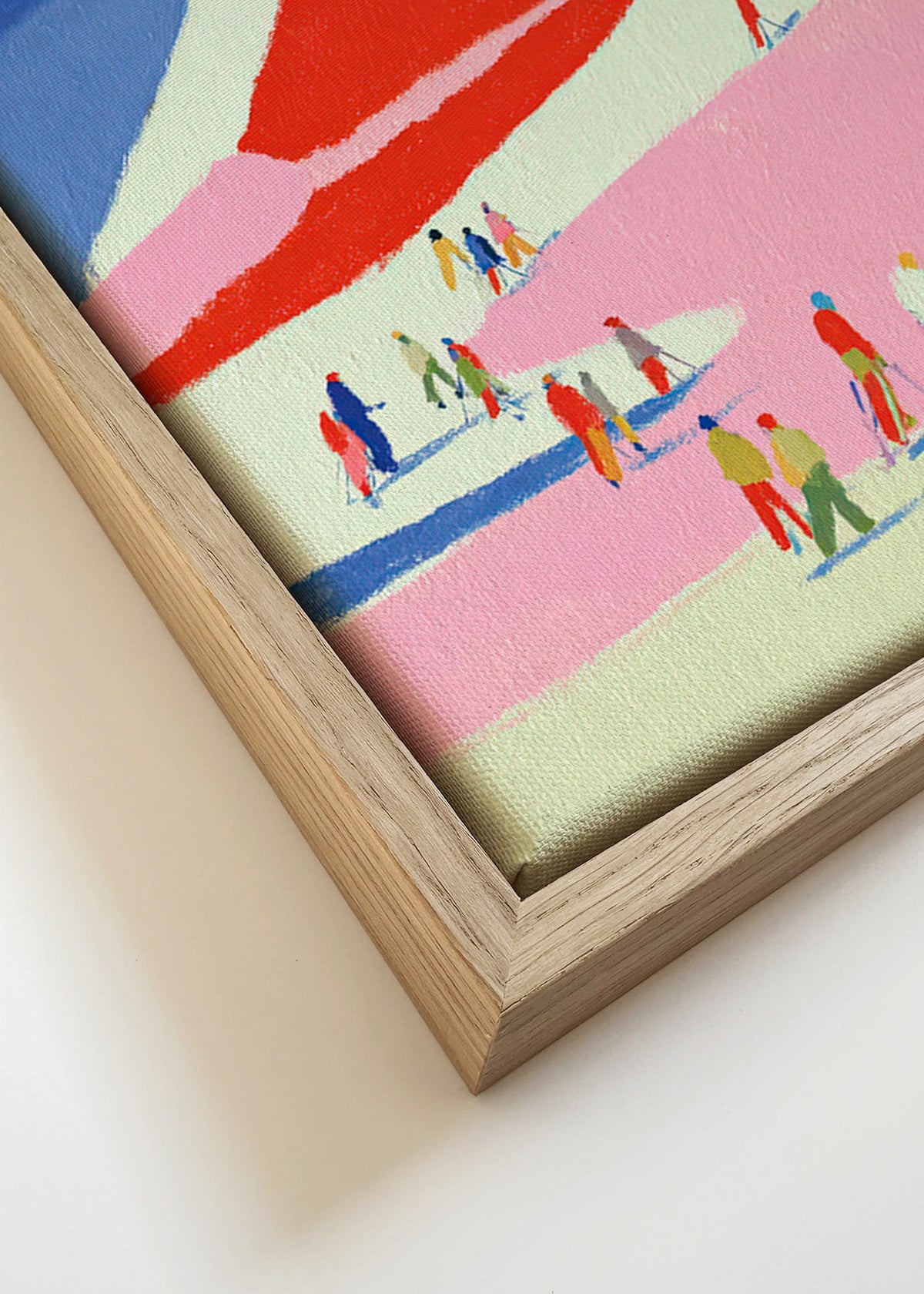 Cuadro de paisaje: montaña roja con esquiadores – Canvas detail