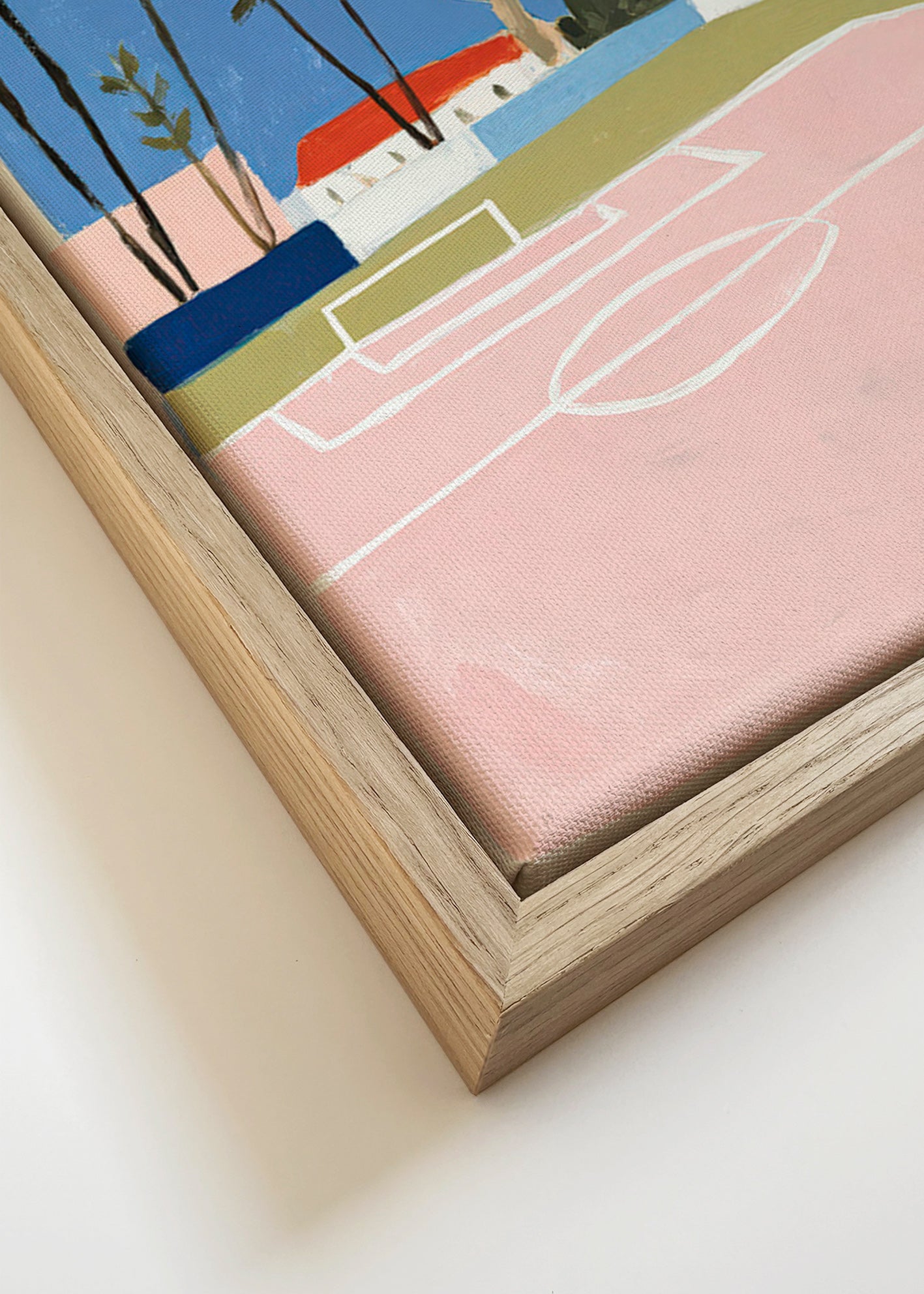 Cuadro deportivo con campo y palmeras – Canvas detail