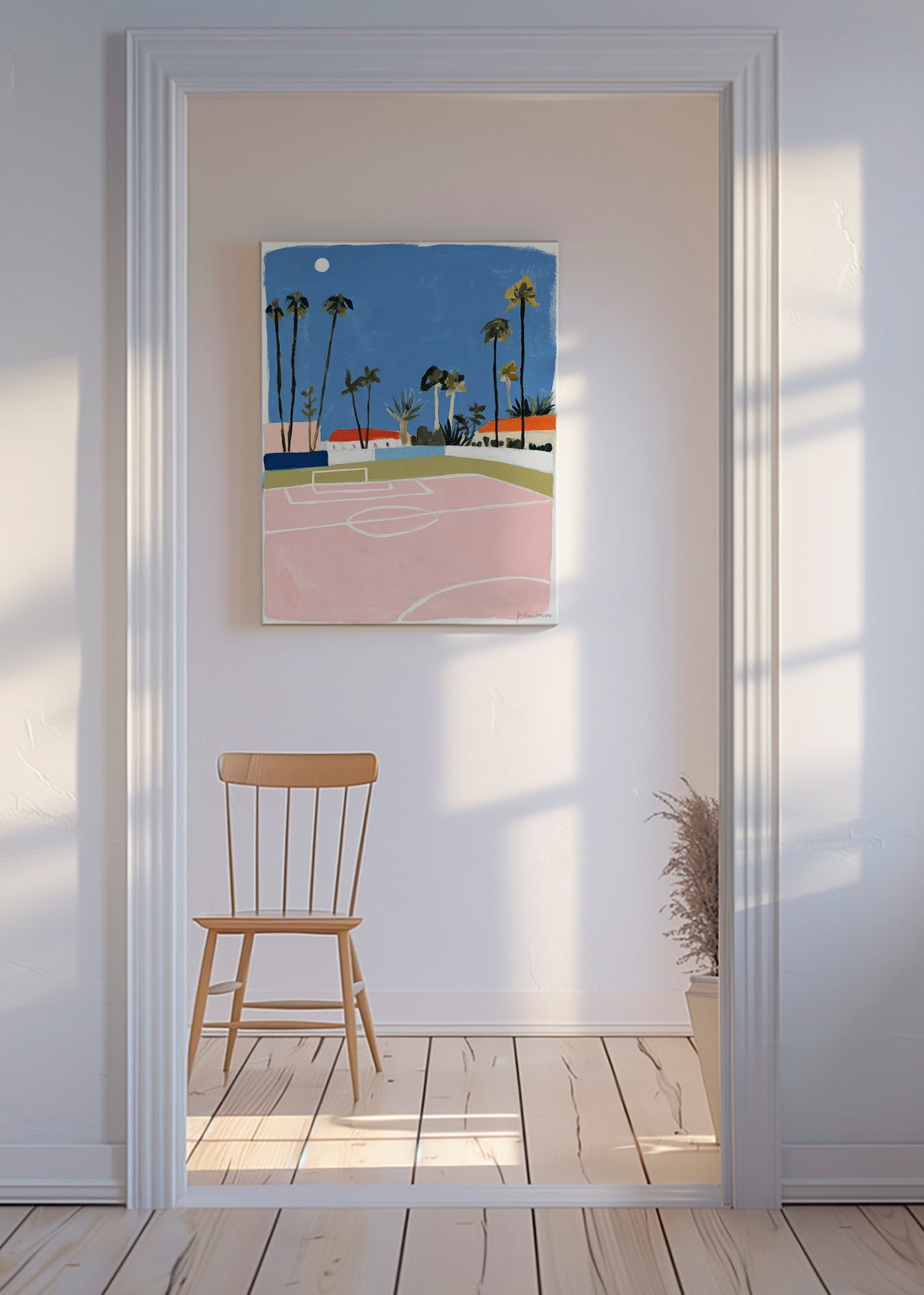 Cuadro deportivo con campo y palmeras – Canvas