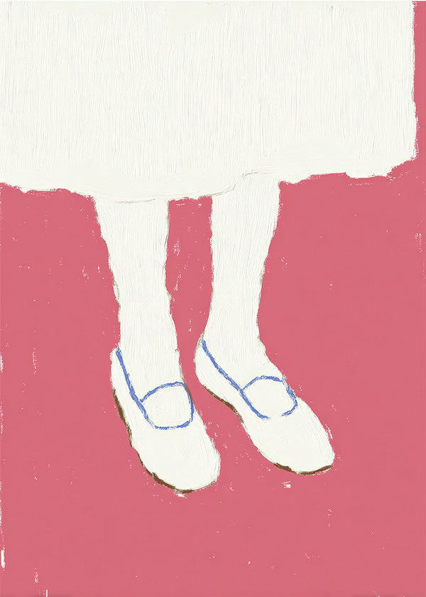 Ilustración de piernas con zapatillas rosas