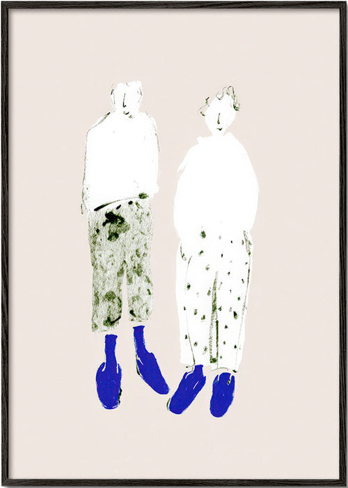 Minimal couple illustration with blue boots
