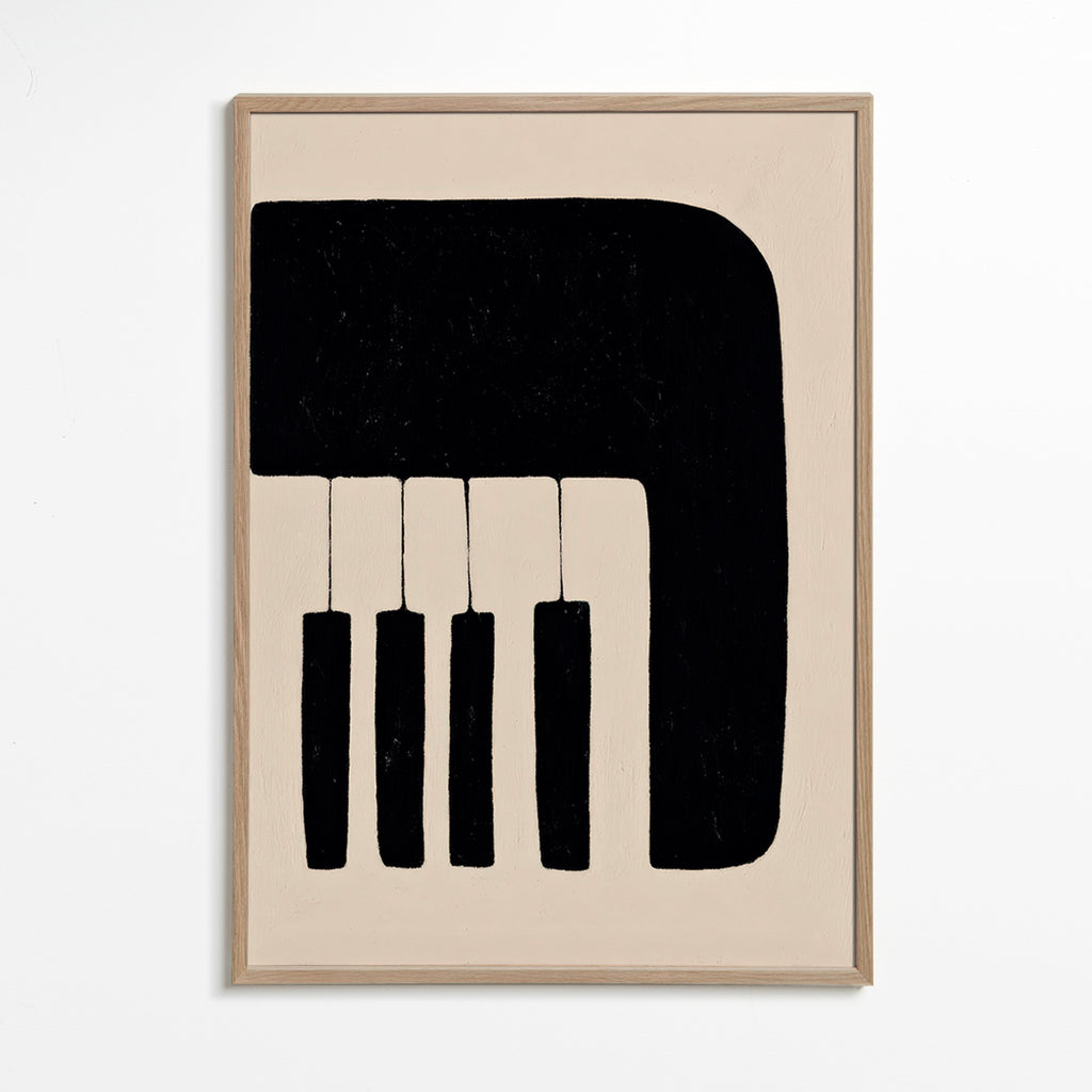 Minimalist piano artwork with keys