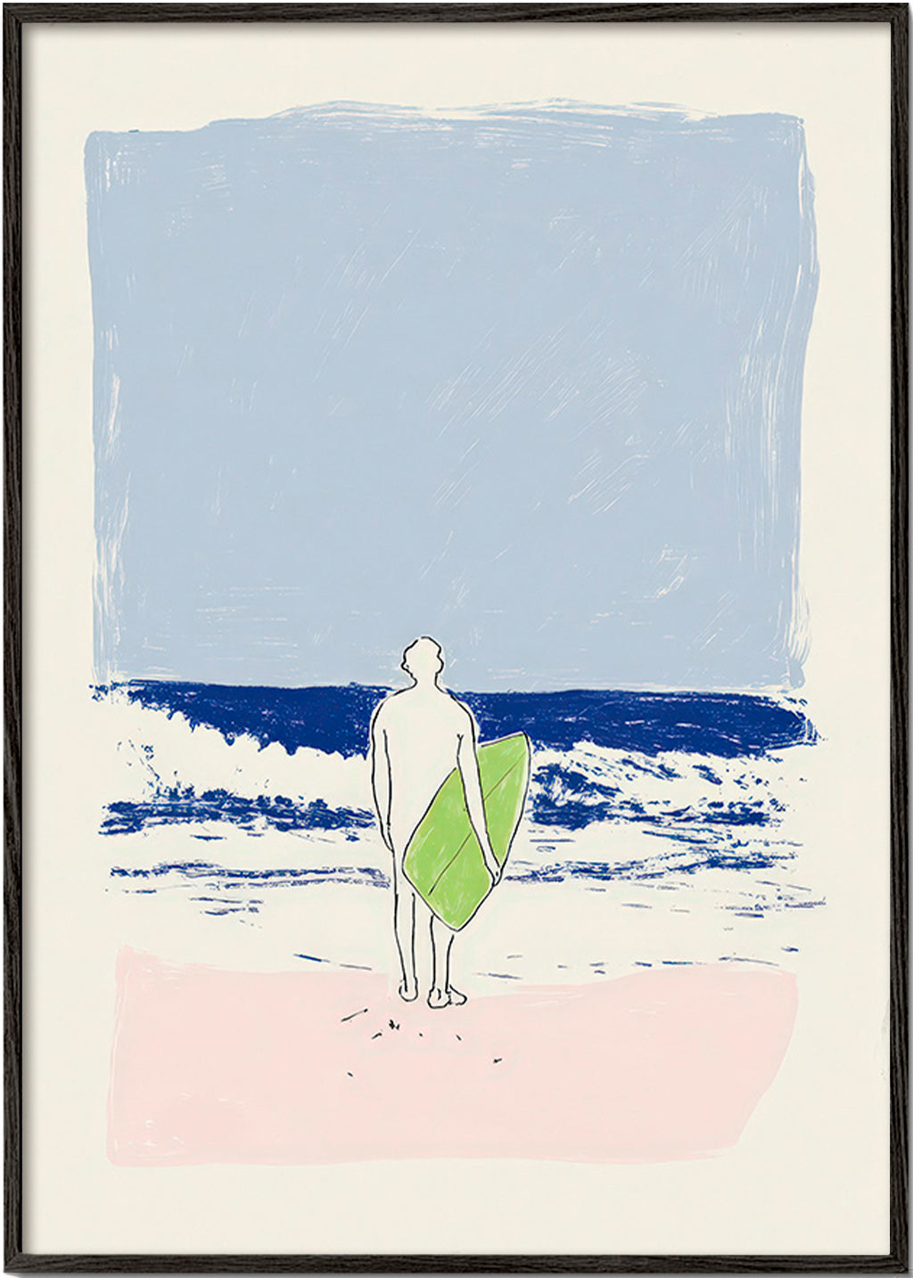 Ilustración surfista minimal – Black Frame