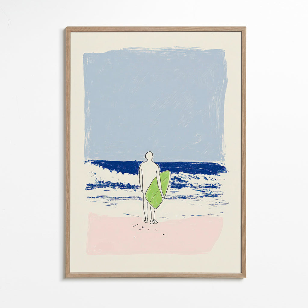 Ilustración surfista minimal – Oak Frame
