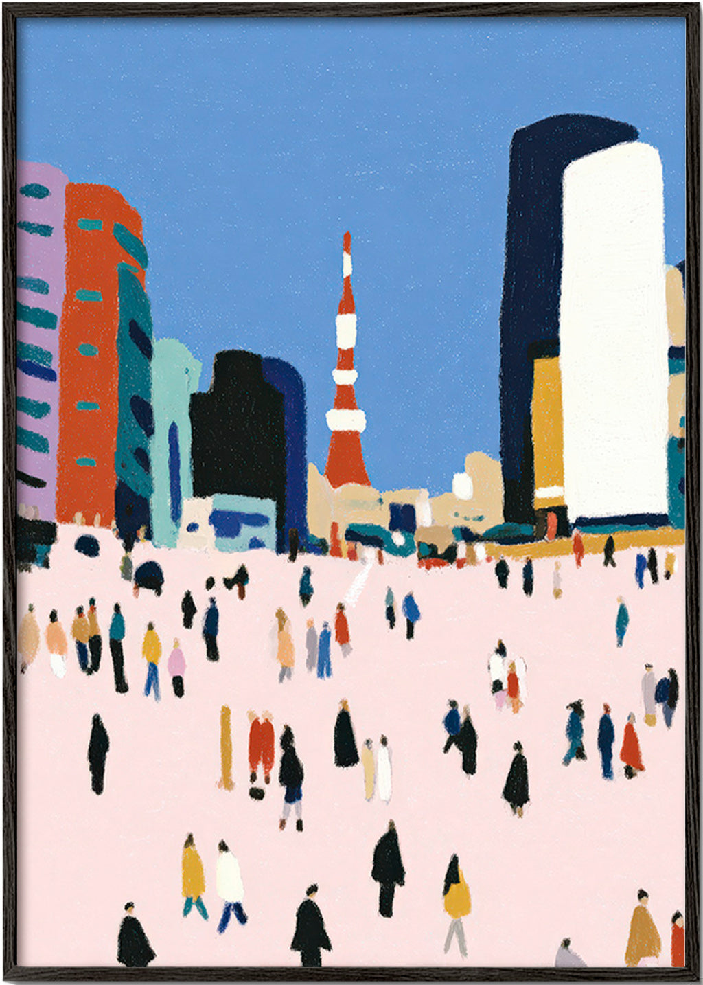 City art with stylized crowd