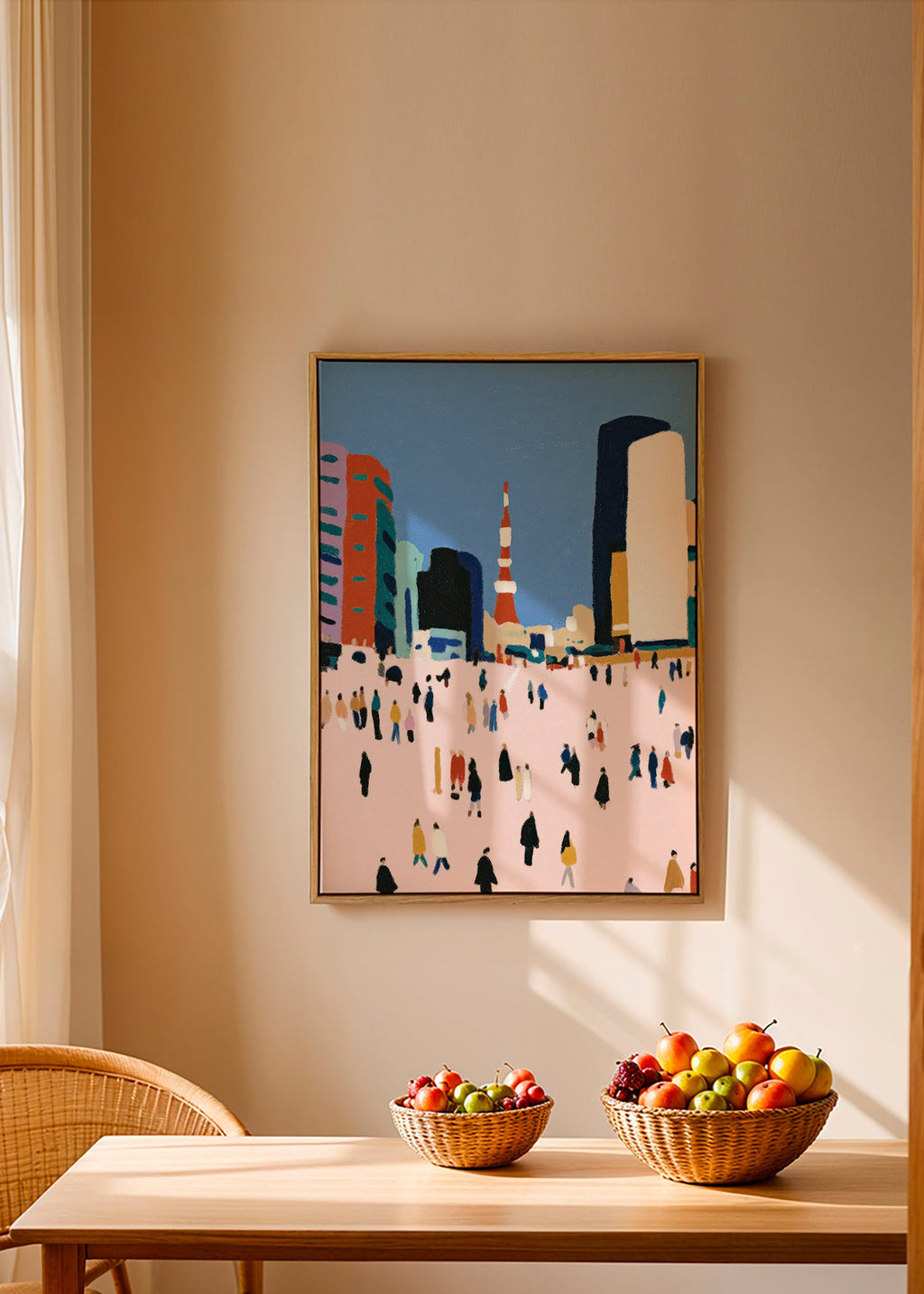 City art with stylized crowd