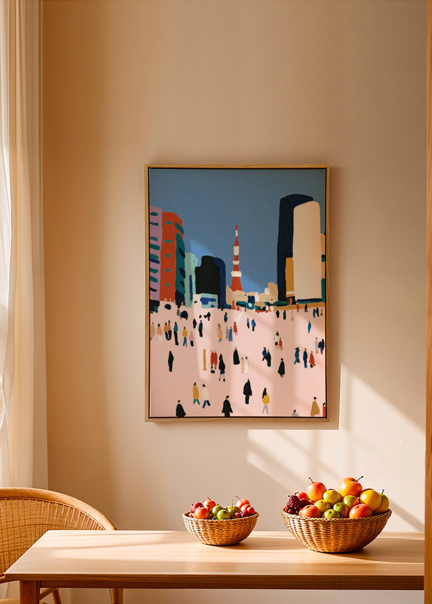 City art with stylized crowd