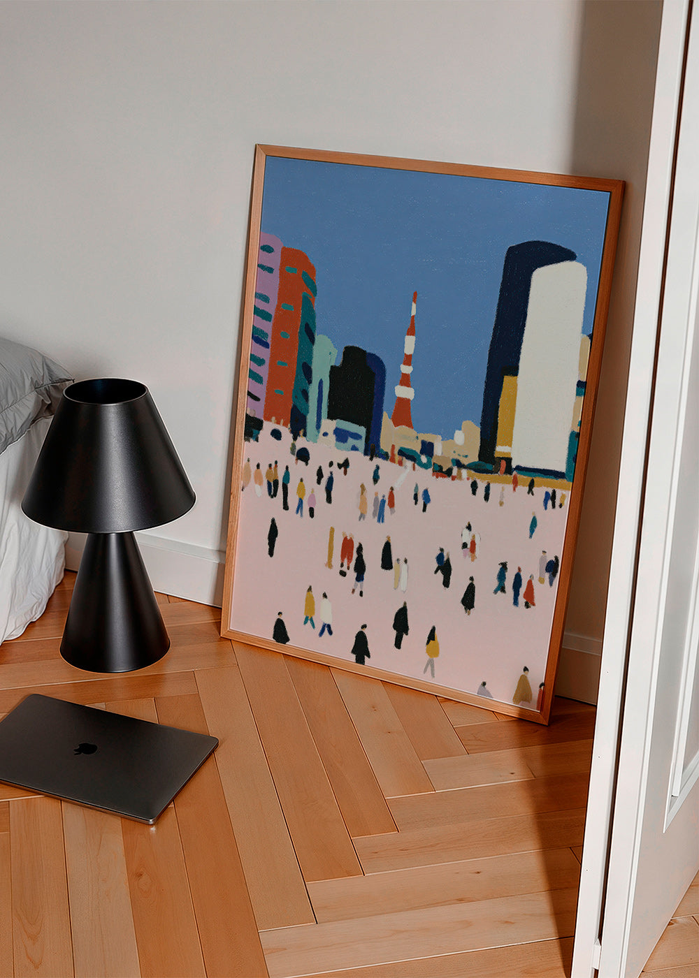 Cuadro de ciudades con multitud estilizada – Product2