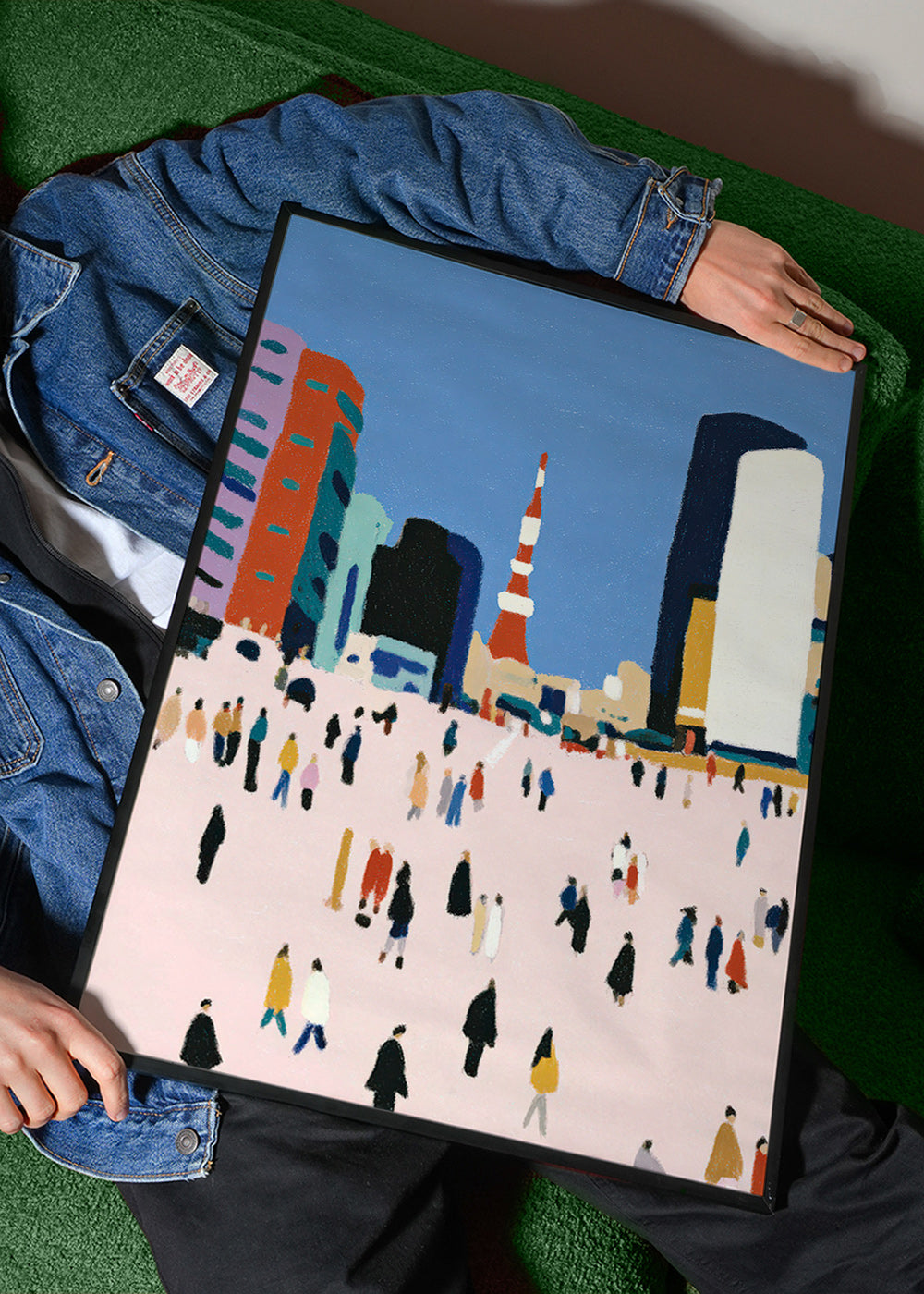 City art with stylized crowd