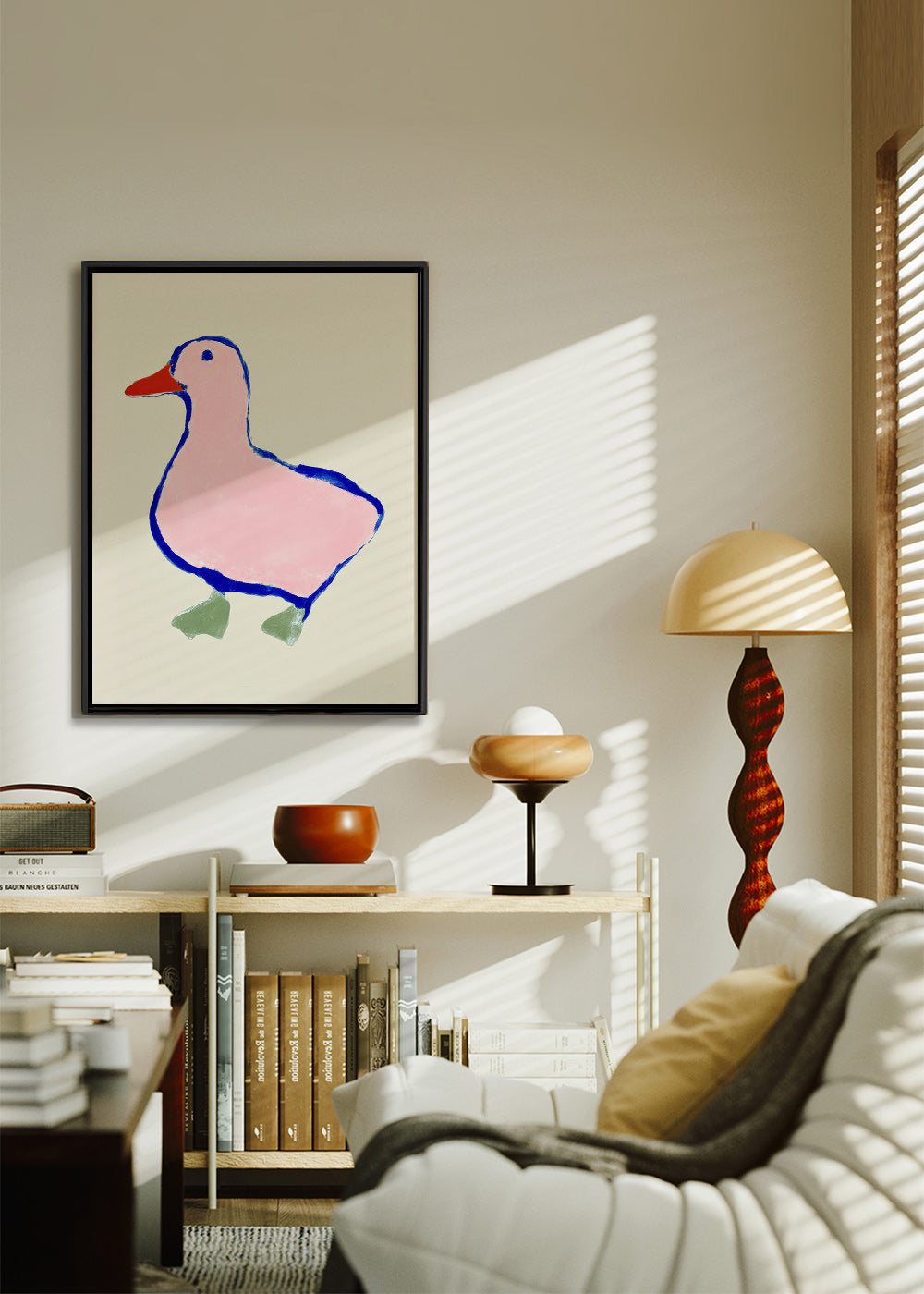 Children's print: playful pink duck
