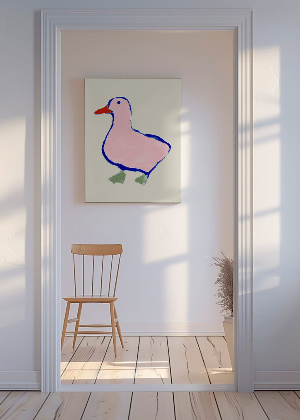 Children's print: playful pink duck