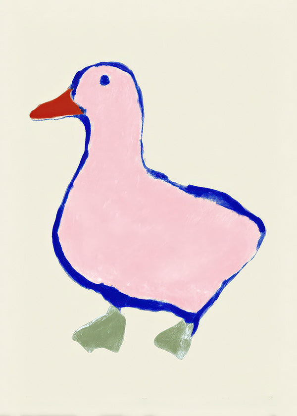 Children's print: playful pink duck