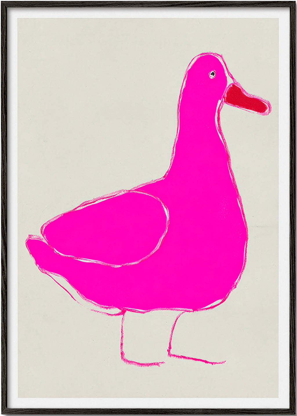 Cuadro pato rosa minimalista – Black Frame