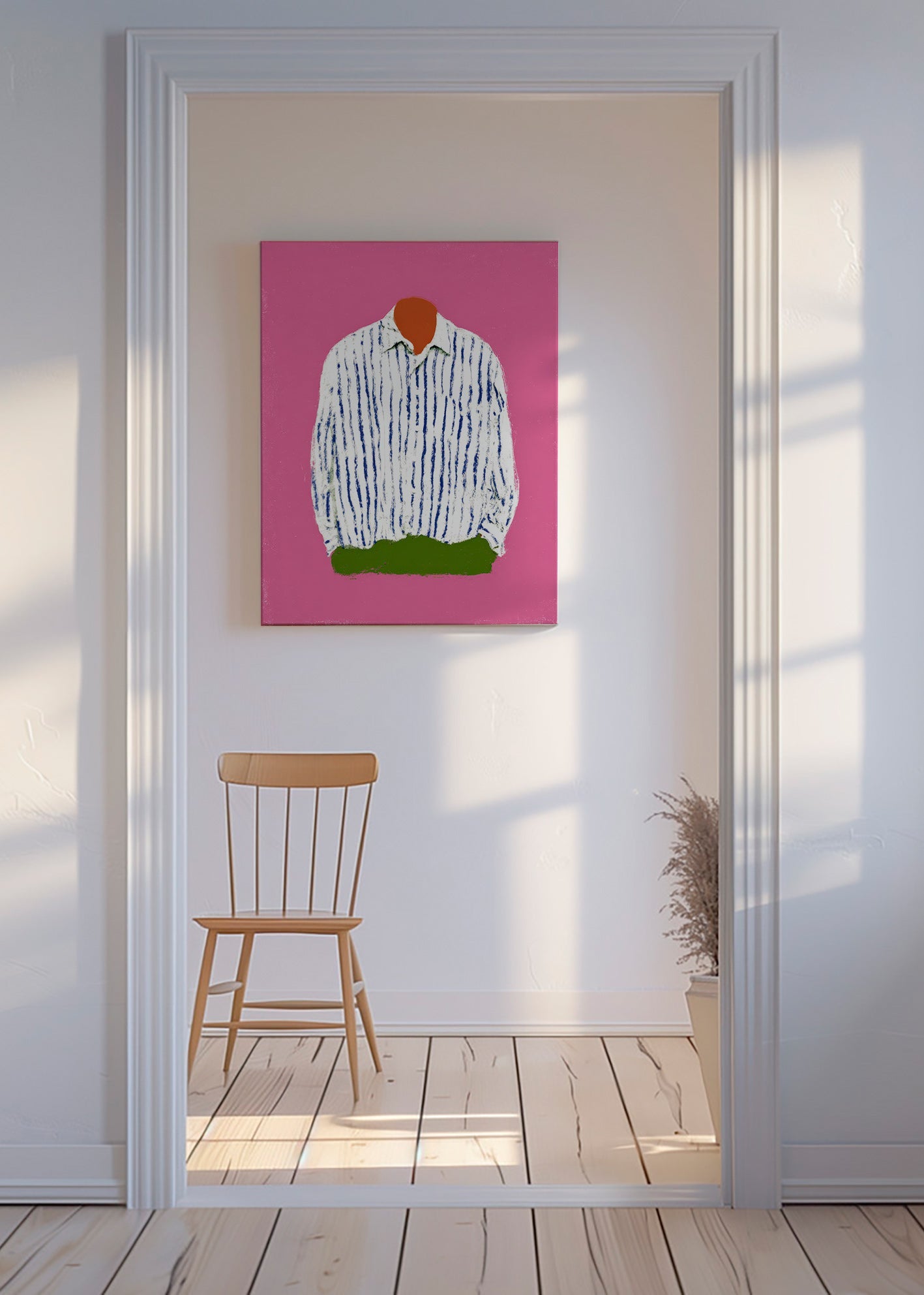 Striped shirt illustration on pink background