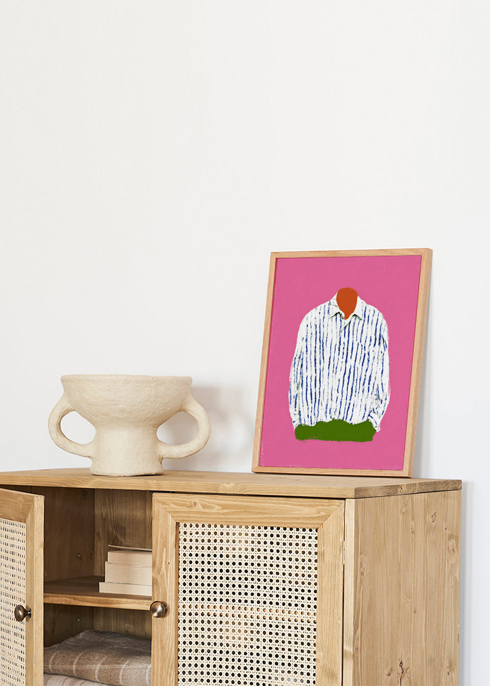 Striped shirt illustration on pink background