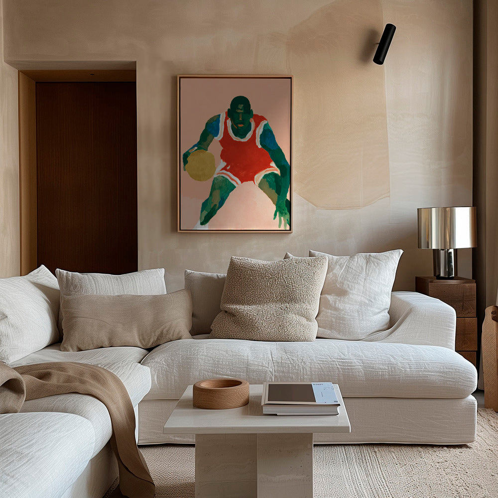 Sports art: basketball player in motion