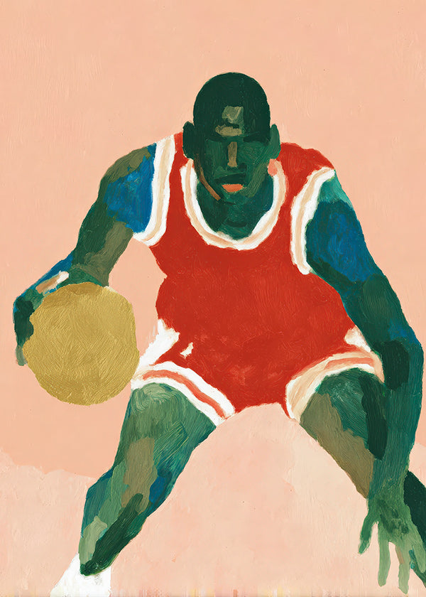 Sports art: basketball player in motion