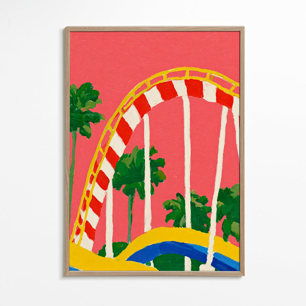 Lámina botánica con palmeras y arco colorido – Oak Frame