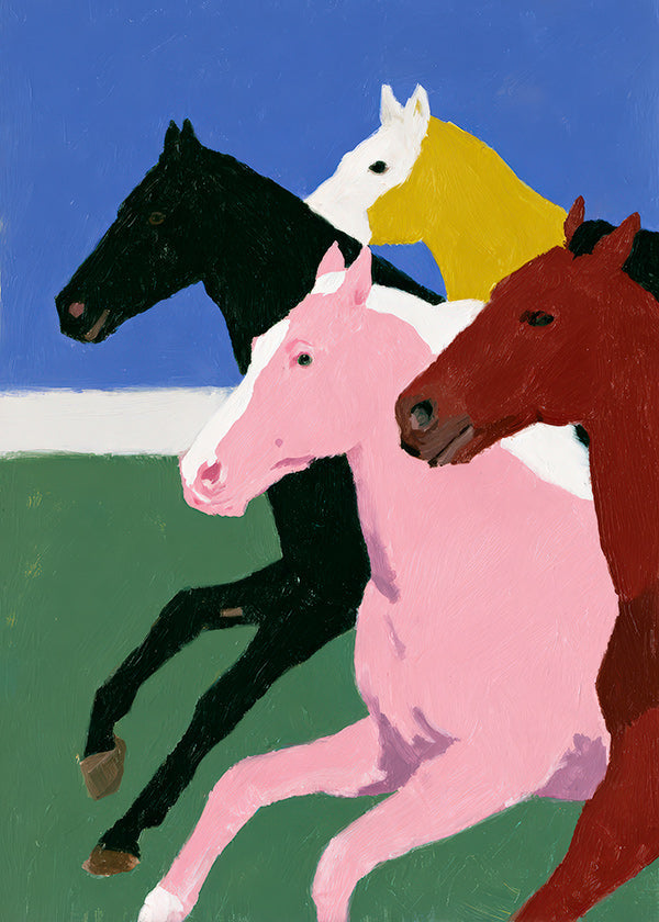 Artwork running horses with bold flat colors