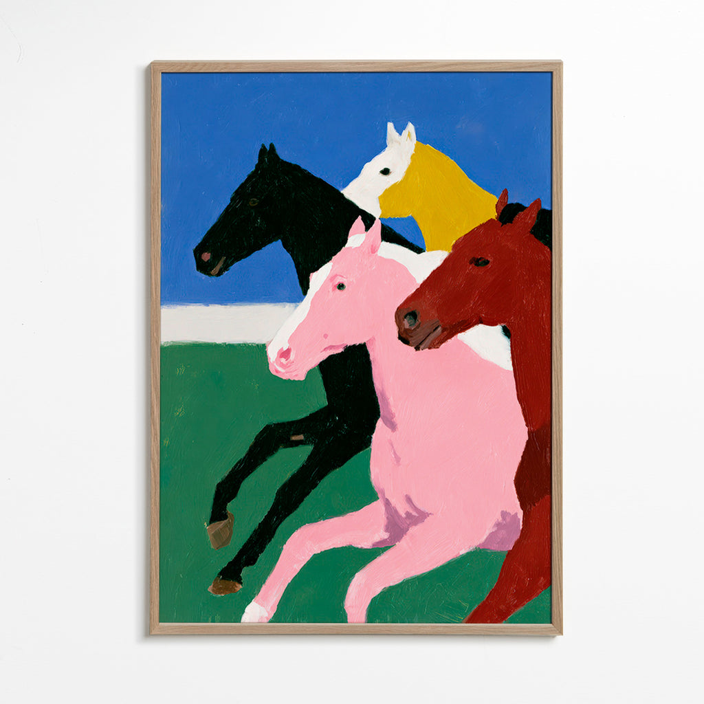 Artwork running horses with bold flat colors